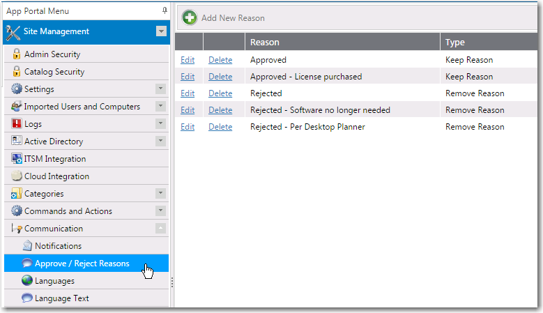 Approve / Reject Reasons