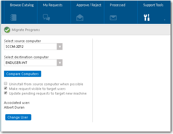 Clone/Migrate View on the Support Tools Tab